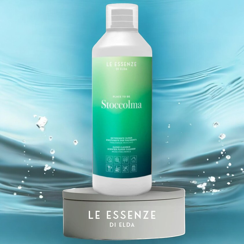 Bodenreiniger Stoccolma – 1-Liter-Flasche mit elegantem Design und Moschusduft von Le Essenze di Elda, erhältlich bei Waschparfüm24