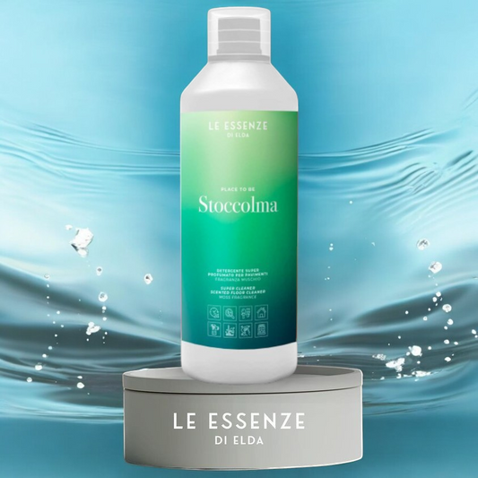 Bodenreiniger Stoccolma – 1-Liter-Flasche mit elegantem Design und Moschusduft von Le Essenze di Elda, erhältlich bei Waschparfüm24