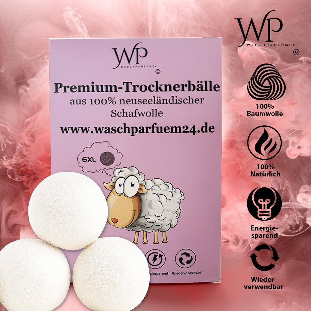 6x XXL Premium Trocknerbälle – Für Luxus - Duft und Weichheit - Waschparfüm24