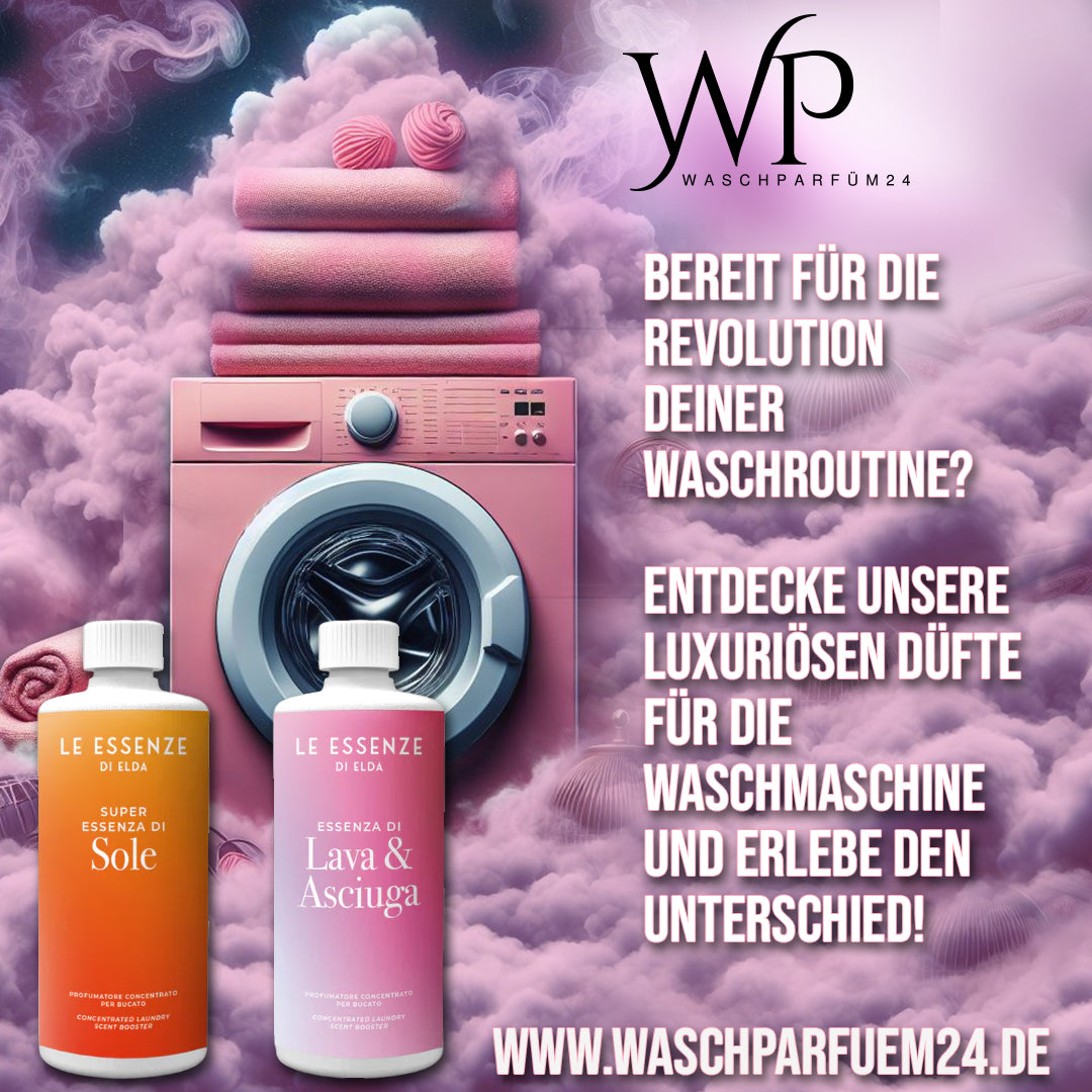 Premium Qualität bei Waschparfüm24 – Unsere Wäscheparfüms bieten langanhaltende Frische, bis zu 100 Waschladungen pro Flasche. Hypoallergen und ideal für empfindliche Haut.