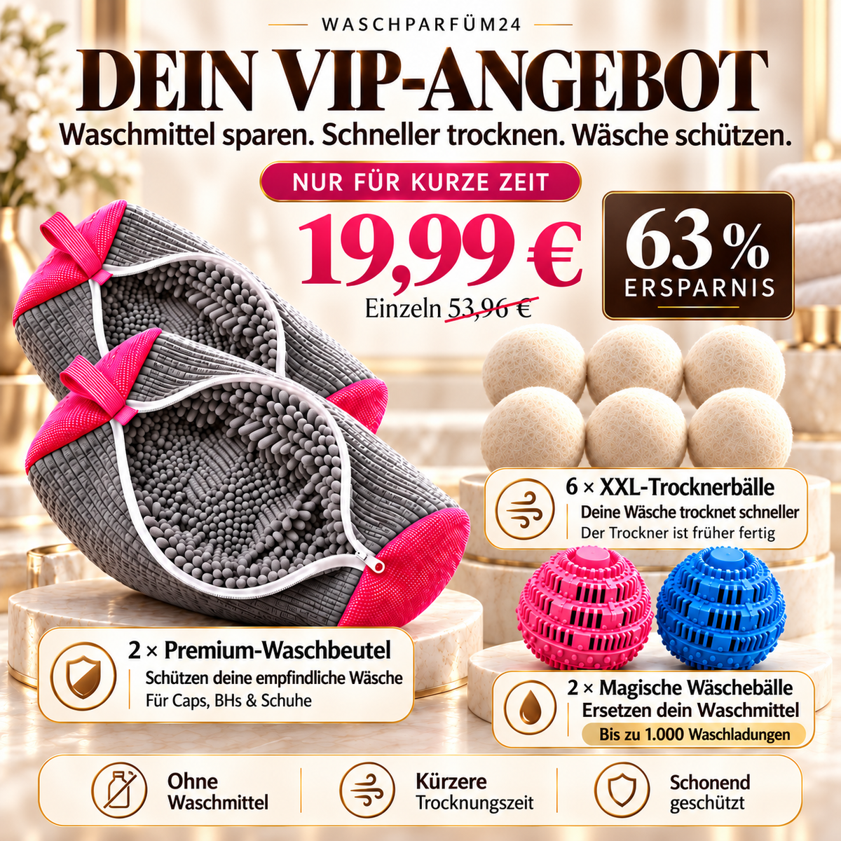 VIP Wäsche-Knaller-Set – zum Waschen, Trocknen & Schützen