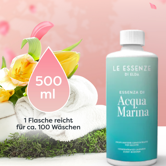 Le Essenze di Elda Wäscheparfüm Acqua Marina 500 ml – Hochkonzentrierter Luxusduft mit maritimen Noten, verleiht Ihrer Wäsche eine belebende Frische