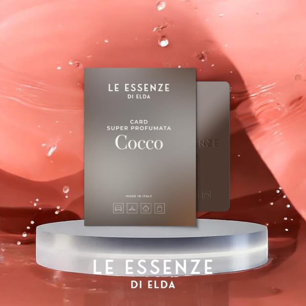 Duftkarte „Cocco“ von Le Essenze di Elda – Warmer Kokosduft in praktischer Duftkarte. Perfekt für Schrank und Auto, erhältlich bei Waschparfüm24