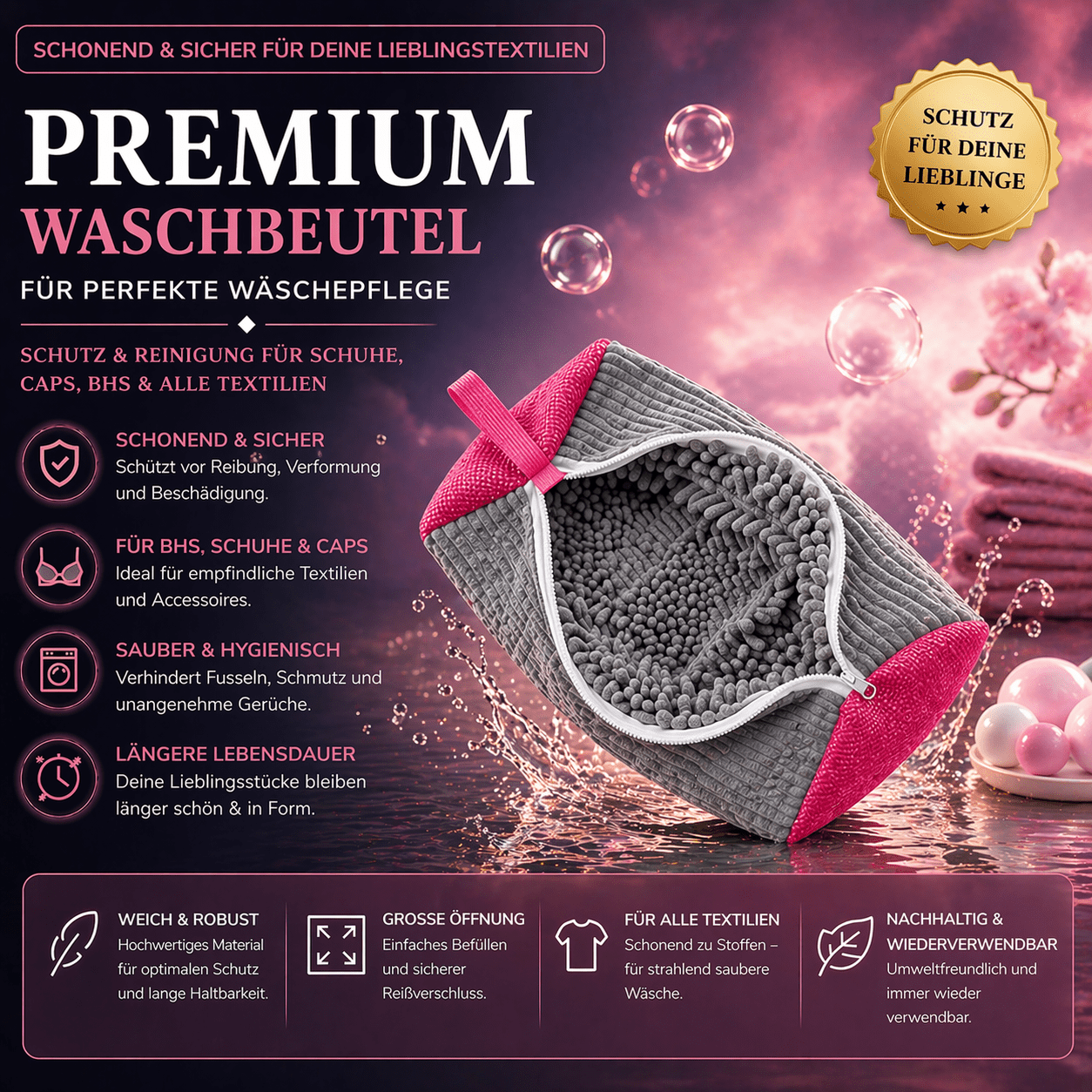 Premium Waschbeutel – Schutz & Reinigung für Schuhe, Caps & Textilien (39×19 cm) - Waschparfüm24