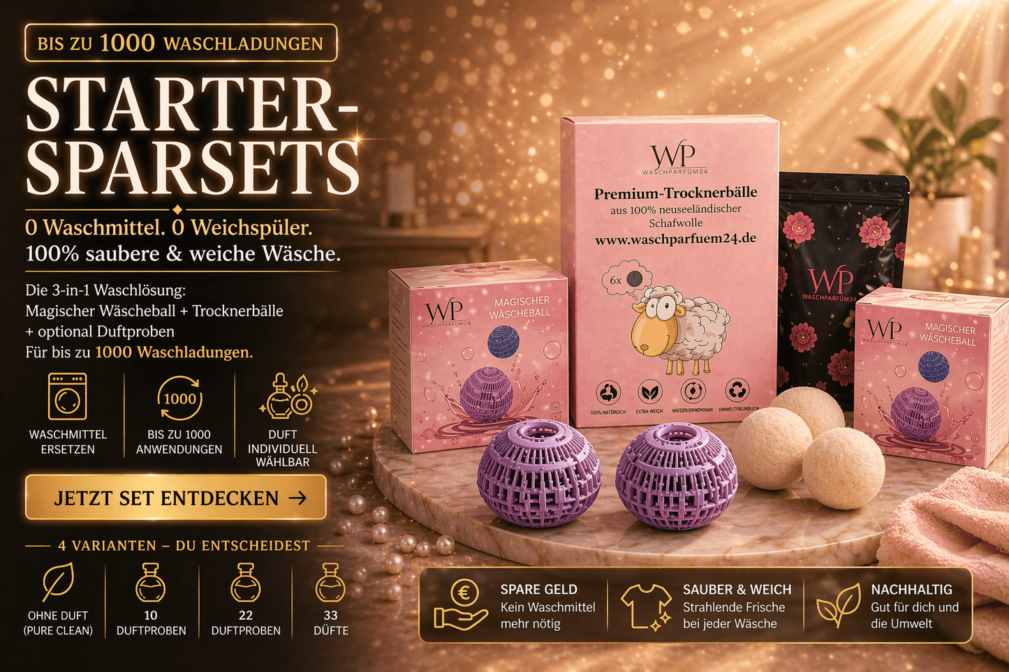 Wäscheparfüm Starterset – Starterset für Duft & Frische - Waschparfüm24